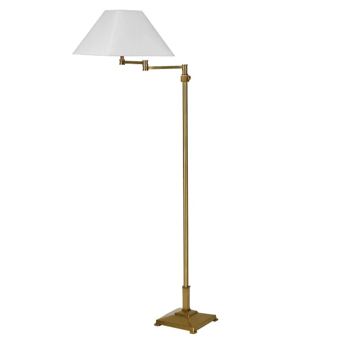 Lampa podłogowa Bramwell Brass 143 cm – mosiądz i len