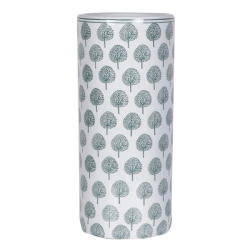 Parasolnik ceramiczny Richmond Green 44 cm – biały w zielone drzewa