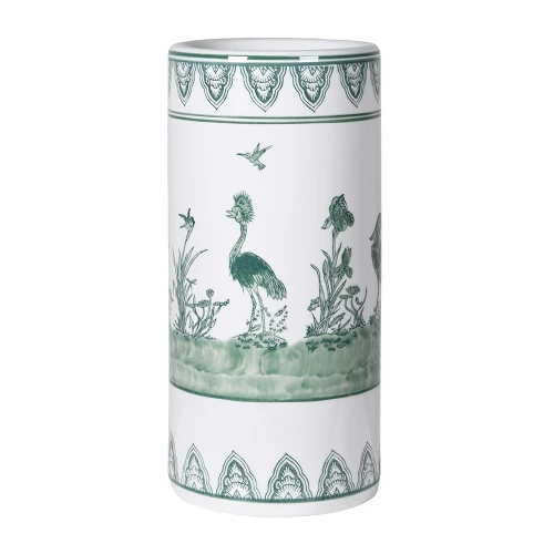 Parasolnik ceramiczny Richmond Birds 44 cm – zielony wzór ptaków