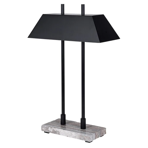 Lampa stołowa Ashbury Black 64 cm – Marmurowa Podstawa i Czarny Abażur