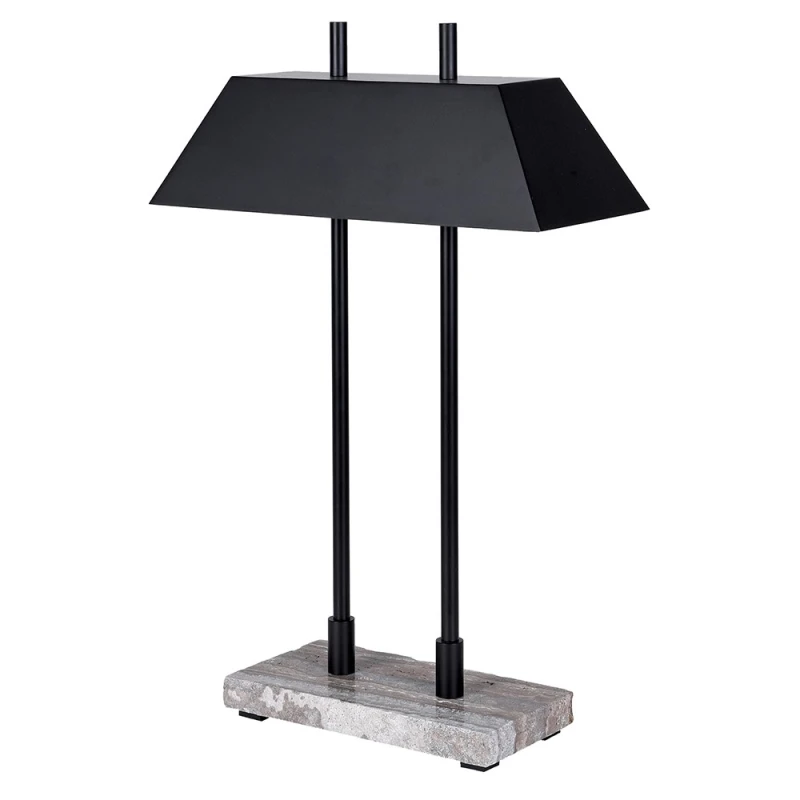 Czarna lampa stołowa Ashbury Black 64 cm z marmurową podstawą