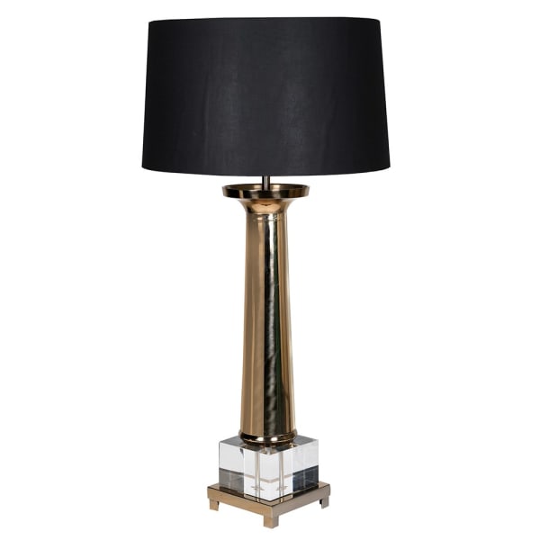Duża złota lampa stołowa Kensington Gold 110 cm z czarnym abażurem