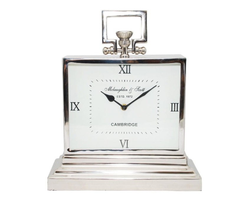 Zegar Brompton Elegance Small srebrny biała tarcza 32x38 cm