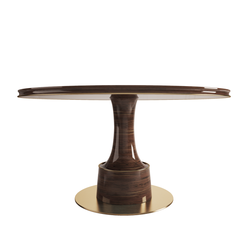 Stół do jadalni Buck Porus Studio fornir z korzenia orzecha włoskiego