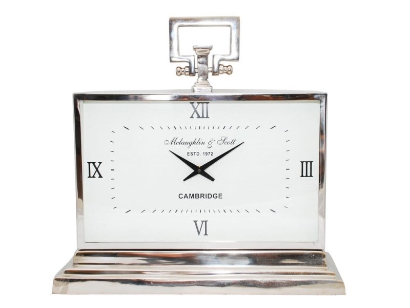 Zegar Brompton Elegance srebrny biała tarcza 48x43 cm