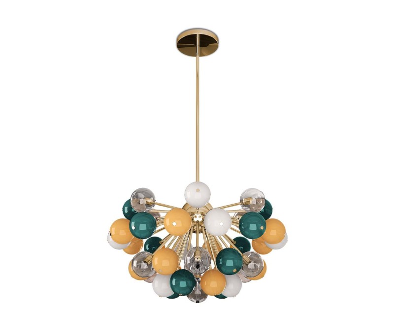 Lampa sufitowa Berries od Creativemary mosiądz i szklane kule