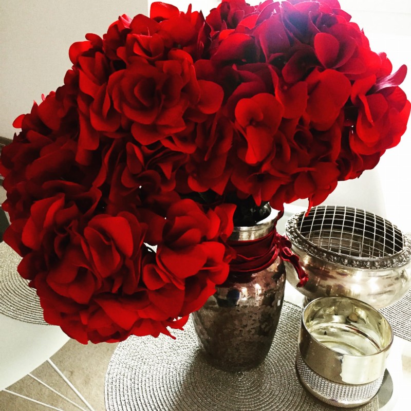 Bukiet Hortensji Red Elegant - 6 sztuk czerwone