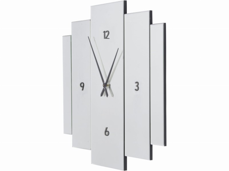 Lustrzany zegar do salonu Caroline Modern 100x90 cm efekt lustra prostokątne panele