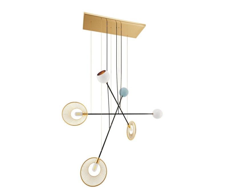 Lampa sufitowa Melrose od Creativemary mosiądz aluminium złota