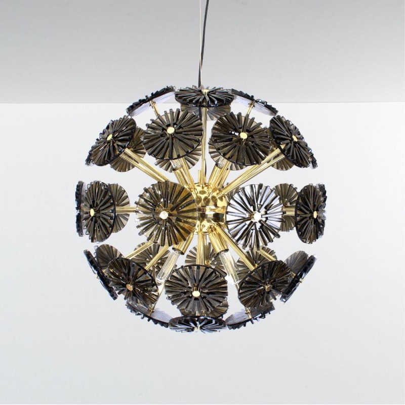 Lampa sufitowa Dandelion od Creativemary mosiądz przydymione szkło