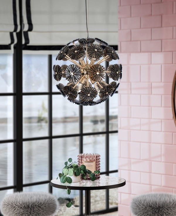 Lampa sufitowa Dandelion od Creativemary mosiądz przydymione szkło