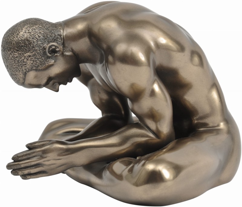 Rzeźba Meditating Man medytujący mężczyzna brąz złocisty