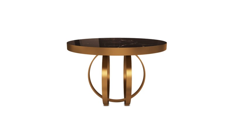 Stolik boczny Boulder od Porus Studio marmurowy blat podstawa mosiądz