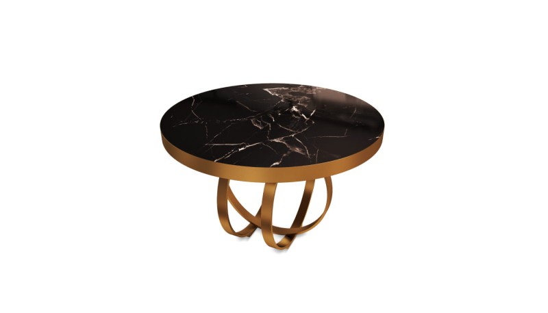 Stolik boczny Boulder od Porus Studio marmurowy blat podstawa mosiądz