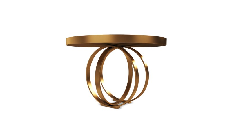 Stolik boczny Boulder od Porus Studio marmurowy blat podstawa mosiądz