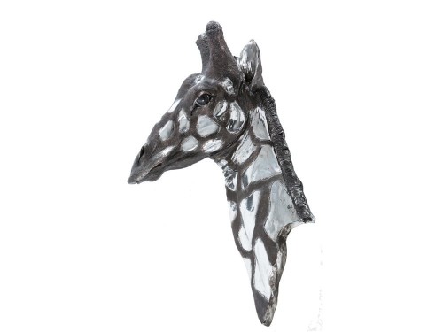Ozdoba naścienna Giraffe Silver 78 cm srebrna żyrafa żywica