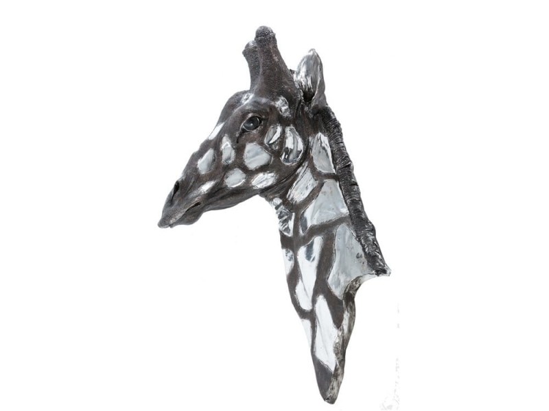 Ozdoba naścienna Giraffe Silver 78 cm srebrna żyrafa żywica