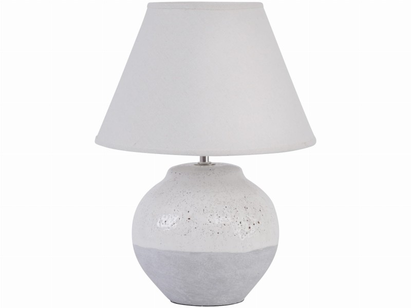 Lampa Caroline Grey S 40 cm porcelanowa podstawa biały lniany klosz