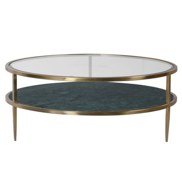Zielono-złoty stolik kawowy Savile Marble