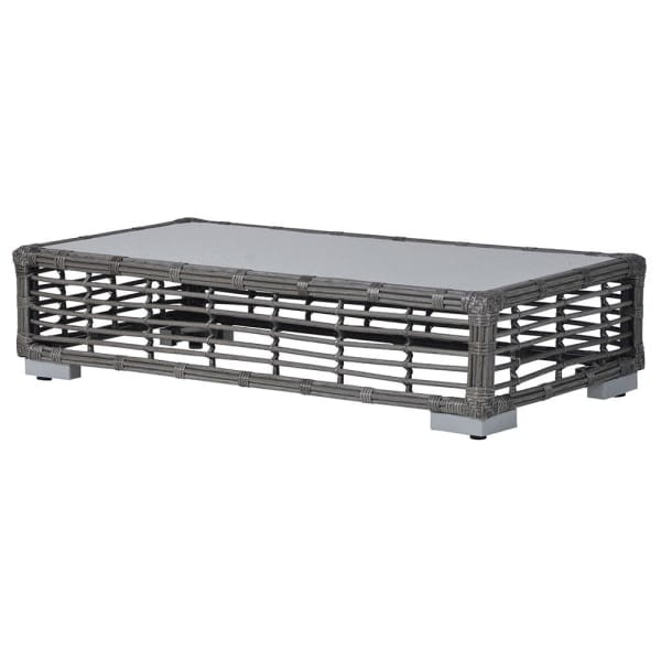 Komplet ogrodowy Sloane sofa dwa fotele stolik aluminium szkło rattan PE