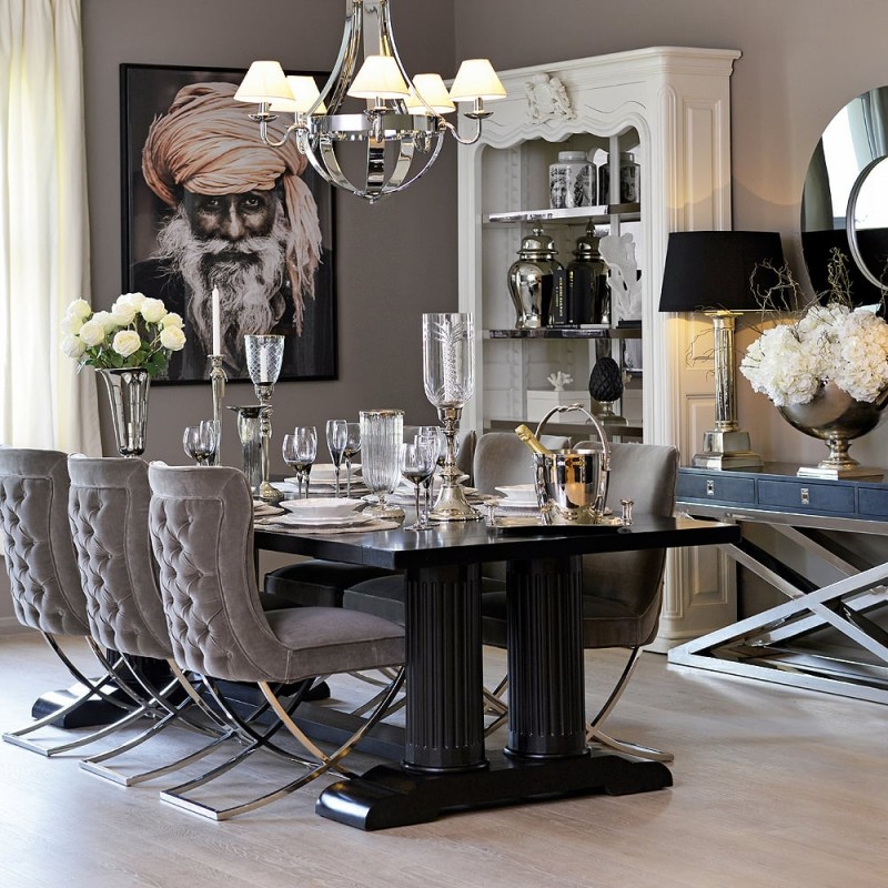 Konsola Knightsbridge Black 160x77 cm rama ze stali nierdzewnej czarny blat