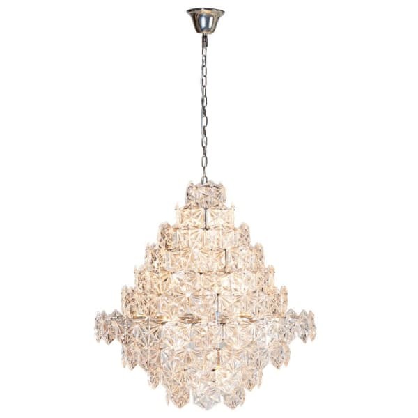 Żyrandol Knightsbridge Crystal szklane panele i żelazna rama 85x84 cm