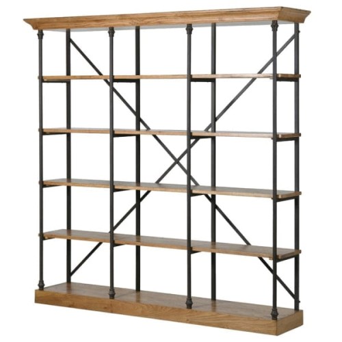 Regał Finchley Large 213 cm – duży regał z naturalnego dębu i czarnego żelaza