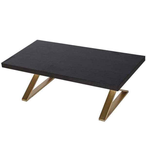 Stolik kawowy Simple Black X czarny blat złota podstawa