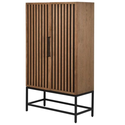 Szafa Enderby Wood wysoka komoda 175 cm dąb dwudrzwiowa dwie półki