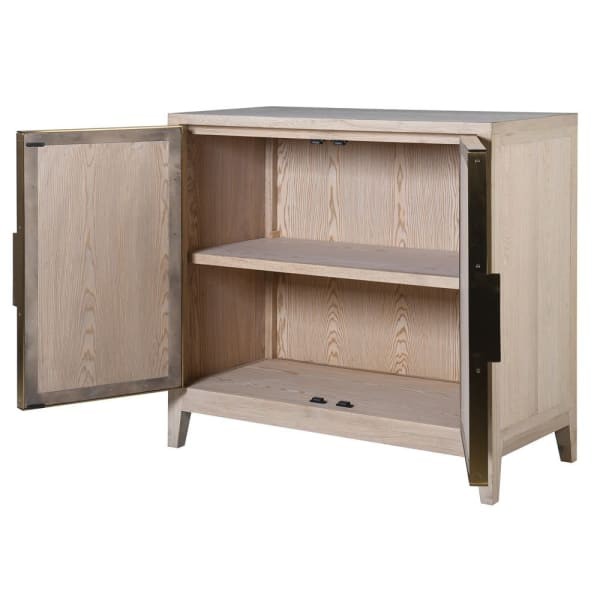 Szafka komoda Eaton 98x102 cm dwudrzwiowa dąb stalowe złote zdobienie