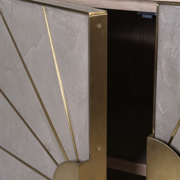 Szafka komoda Eaton 98x102 cm dwudrzwiowa dąb stalowe złote zdobienie