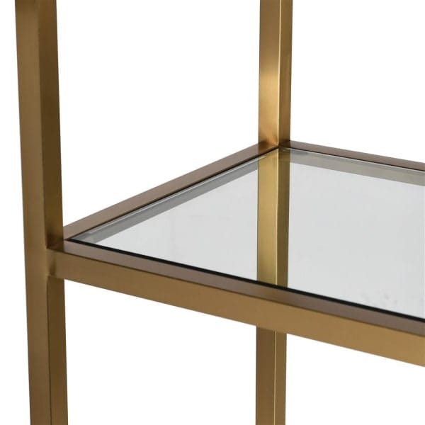Regał Chesham Gold 90x210 cm złota rama z 4 szklanymi półkami
