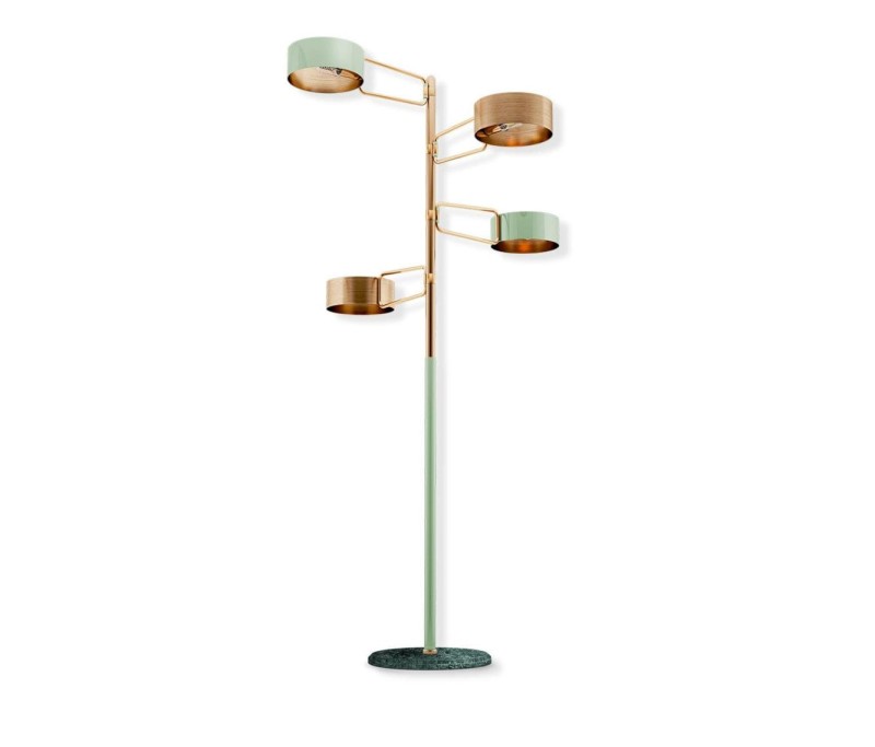 Lampa podłogowa Brompton 160 cm mosiądz podstawa marmur