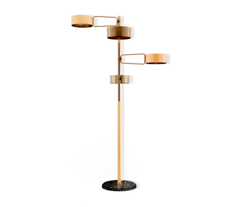 Lampa podłogowa Brompton 160 cm mosiądz podstawa marmur