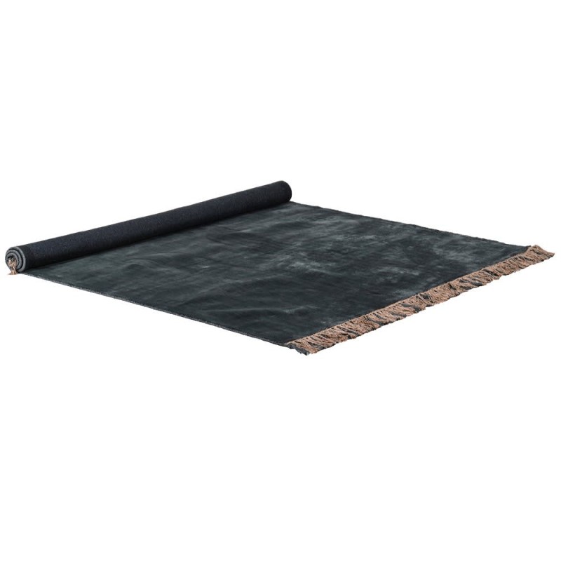 Granatowy dywan Navy Boscobel ręcznie tkany na krośnie 160x230 cm frędzle ozdobne