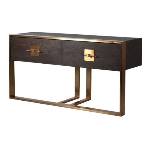 Konsola Brompton Gold 149x76 cm fornir jesion stalowa podstawa 