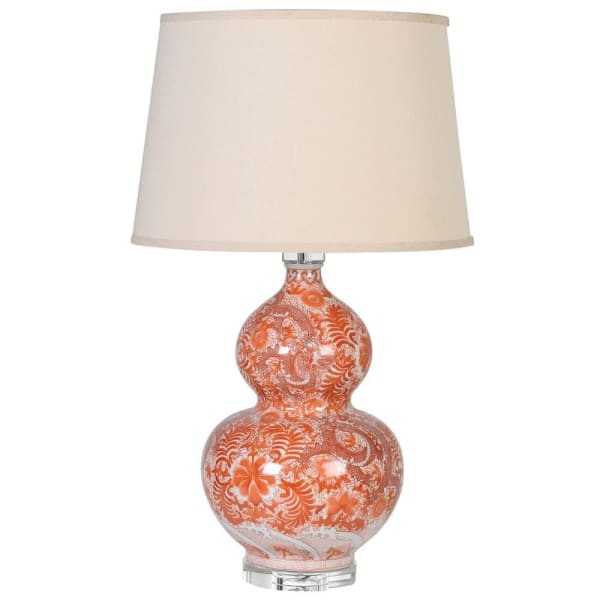 Lampa stołowa Sloane Orange 77 cm jasny abażur ceramiczna zdobiona podstawa