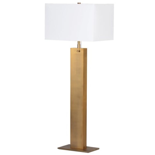 Lampa stołowa Gold Brook 98 cm żelazo postarzany mosiądz biały klosz
