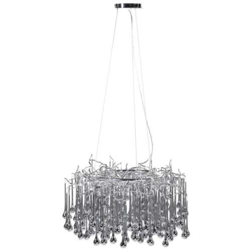Żyrandol Silver Branch  85x42 cm szklane krople srebrne aluminium żelazo