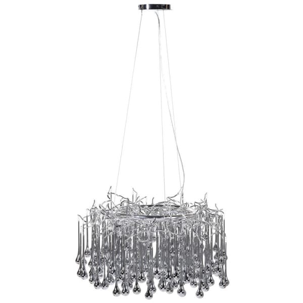 Srebrny duży żyrandol Silver Branch 120x55x40 cm szklane krople srebrne