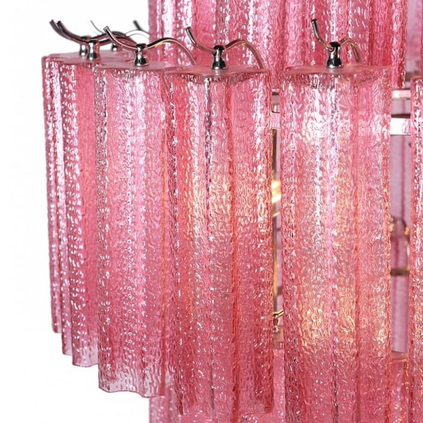 Żyrandol Maldon Pink z panelami różowego szkła