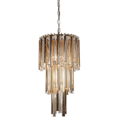 Żyrandol Maldon Gold 65x35 cm złote szkło żelazo trzy poziomy