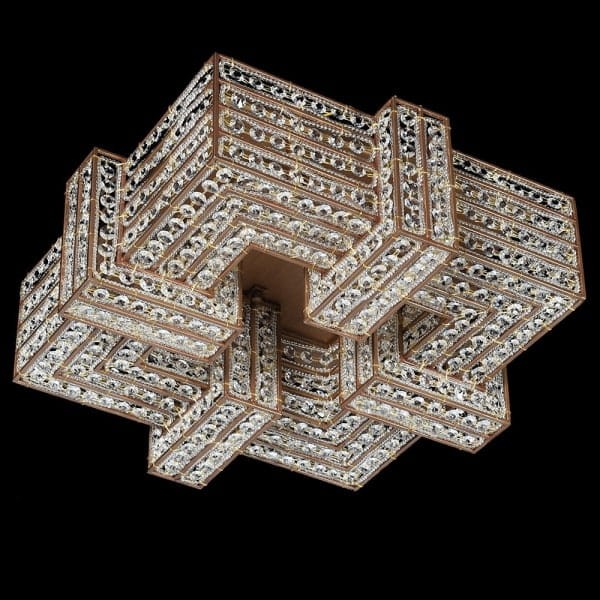 Złoty plafon kryształowy 47 cm – elegancka lampa sufitowa