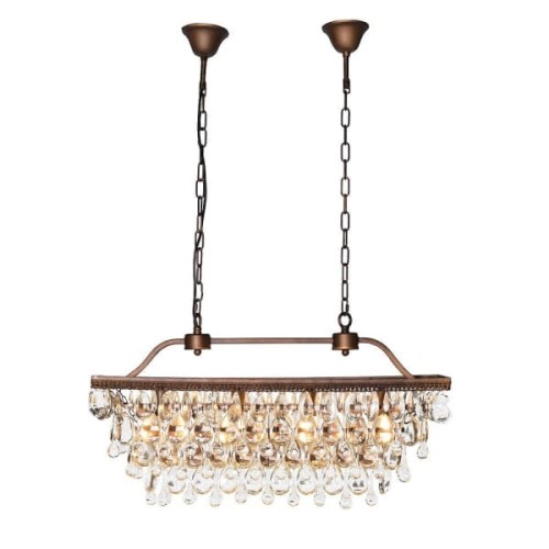 Żyrandol Crystal Linton 80 cm – prostokątna lampa ze szklanymi kroplami