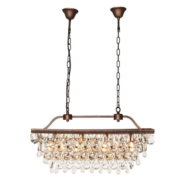 Żyrandol Crystal Linton 80 cm w antycznym brązie