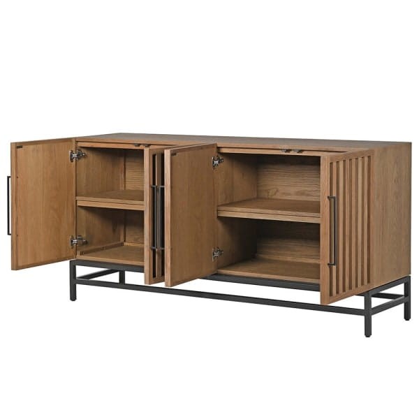 Komoda Enderby Wood 175 cm z lamelowanymi frontami