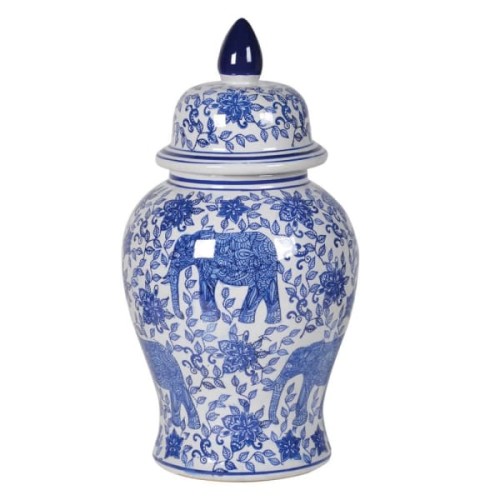 Duża waza Halkin amfora ceramiczna 47 cm biel niebieski