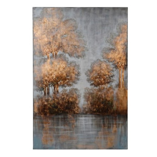 Obraz olejny Chesham Złoto Szarości 152x101 cm abstrakcja kolory płótno