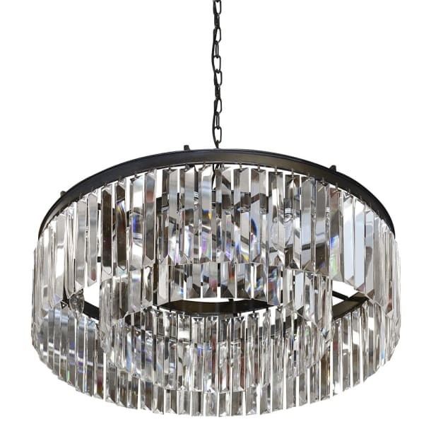 Żyrandol Crystal Smoke 78x24 cm duża kryształowa lampa sufitowa