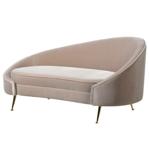 Szezlong Olive Mink 165x80 cm szare obicie velvet złote nogi stalowe
